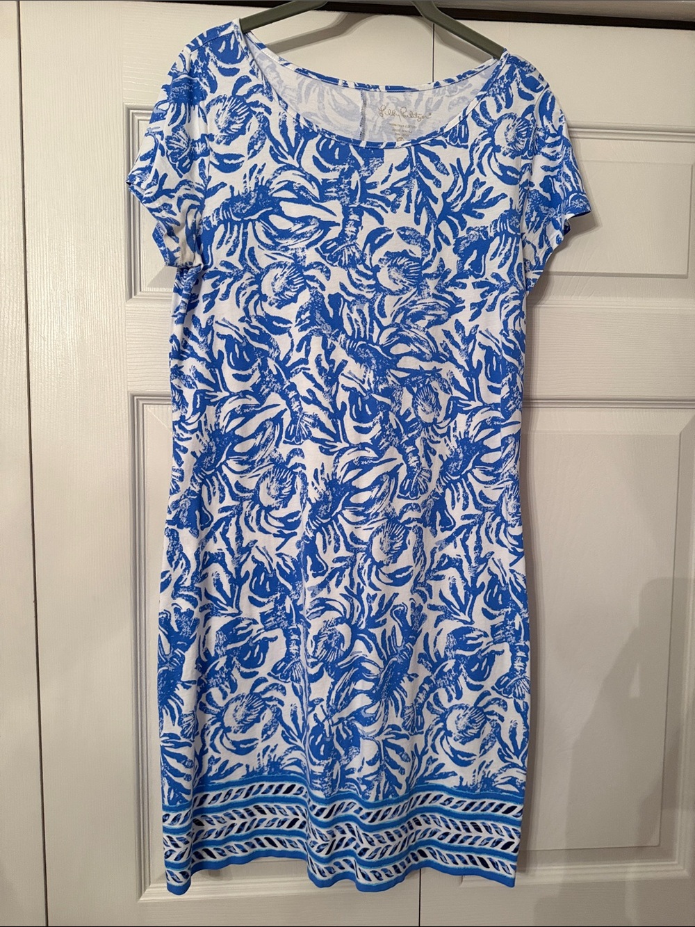 Lilly Pulitzer Blue and White Floral-Print Midi Dress